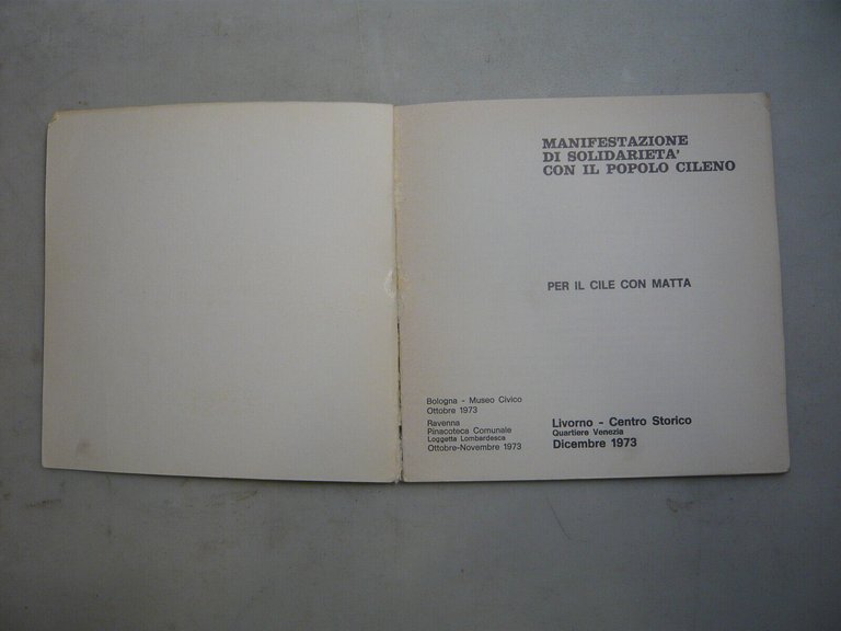 AA.VV.,PER IL CILE CON MATTIA,Livorno,1973[catalogo