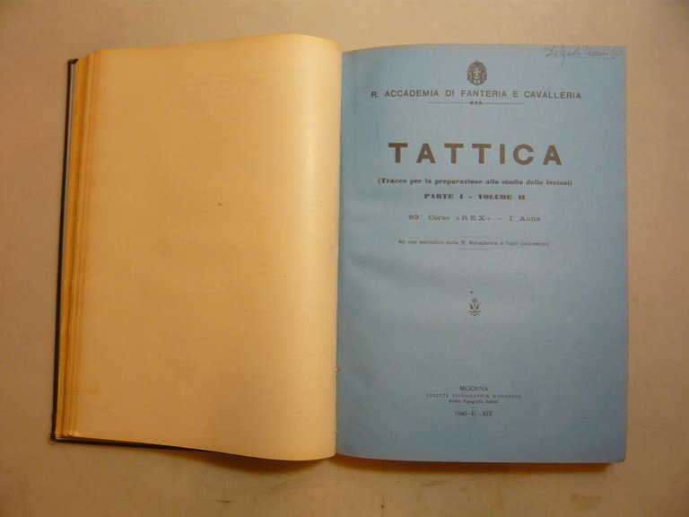 AA.VV.,TATTICA,Modena,1940-1941[storia militare