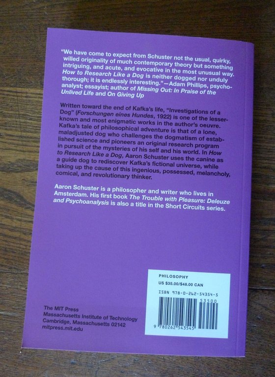 Aaron Schuster,HOW TO RESEARCH LIKE A DOG.KAFKA'S NEW SCIENCE,2024 MIT[FILOSOFIA