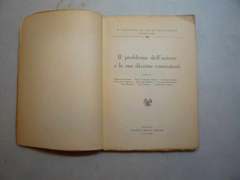 aavv,IL PROBLEMA DELL’AZIONE E LE SUE DIVERSE CONCEZIONI,1943[Bobbio,Gentile