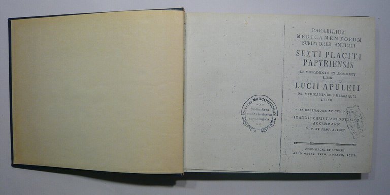Ackermann,PARABILIUM MEDICAMENTORUM SCRIPTORES ANTIQUI,1788[storia medicina