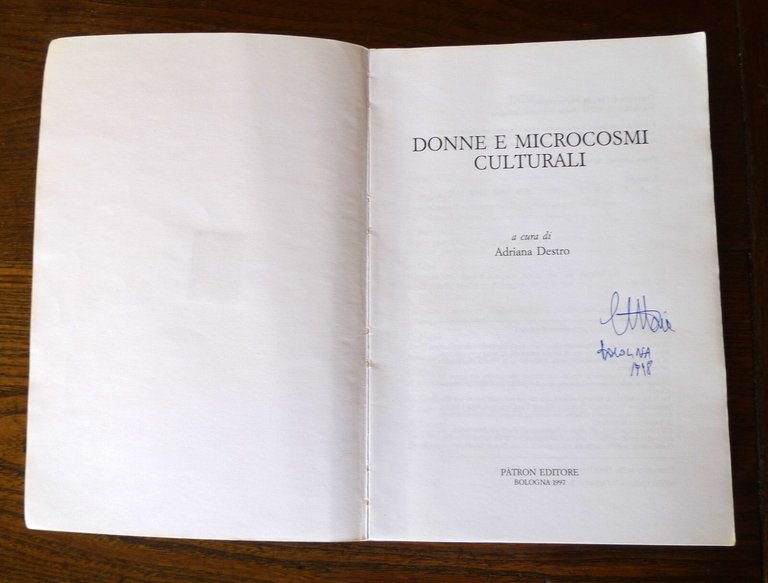 Adriana Destro,DONNE E MICROCOSMI CULTURALI,1997 Patron[antropologia