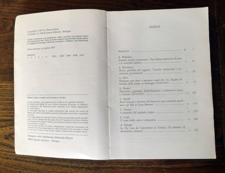 Adriana Destro,DONNE E MICROCOSMI CULTURALI,1997 Patron[antropologia