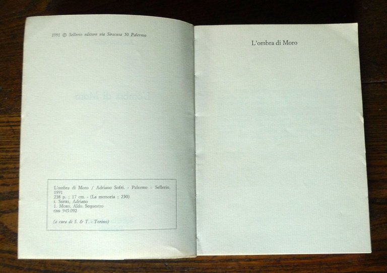 Adriano Sofri,L'OMBRA DI MORO,1991 Sellerio prima edizione[storia,politica