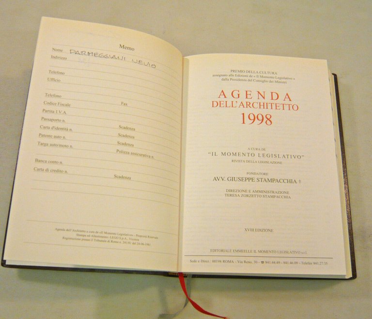 AGENDA DELL’ARCHITETTO 1998.Il Momento Legislativo[architettura,leggi,norme