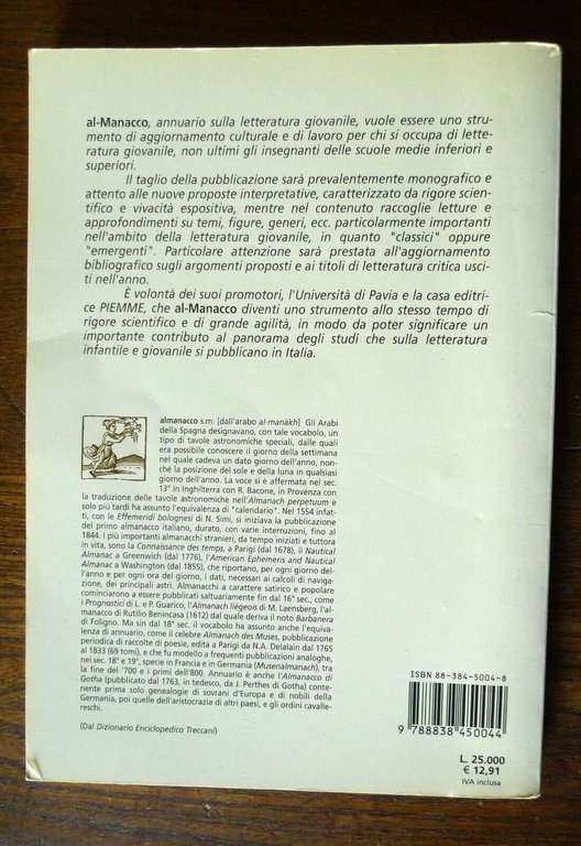 AL-MANACCO 2000.ANNUARIO SULLA LETTERATURA GIOVANILE,Piemme[Università Pavia