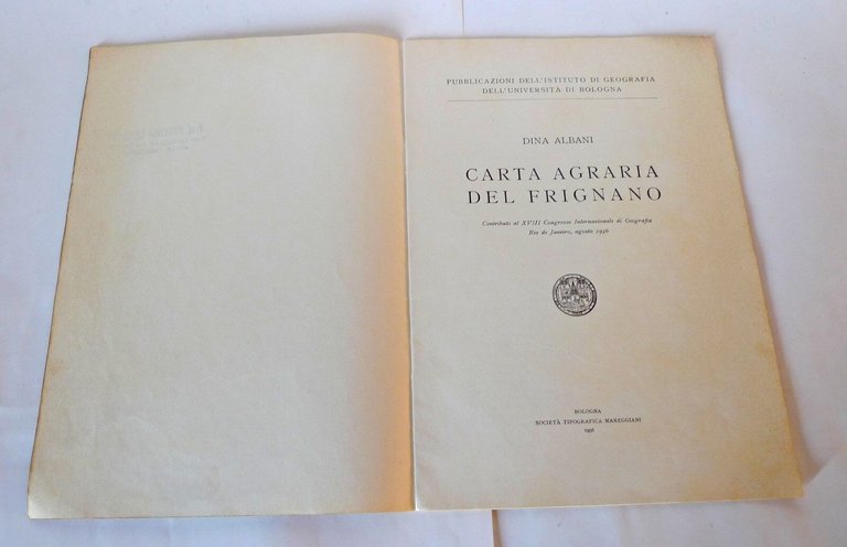 Albani,CARTA AGRARIA DEL FRIGNANO,1956[geografia,agricoltura,Appennino,Modena