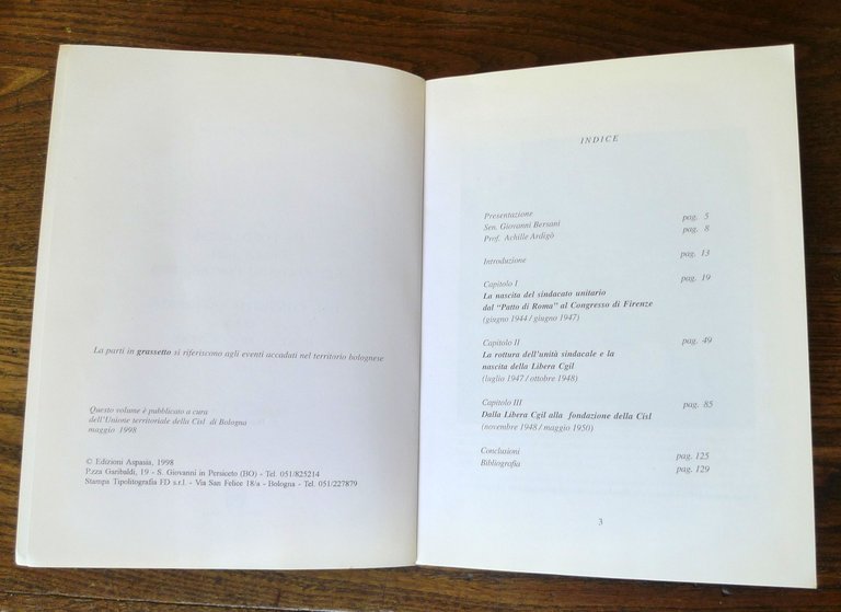 Alberani,LA FONDAZIONE DELLA CISL NEL SECONDO DOPOGUERRA,1998 Aspasia[SINDACATO