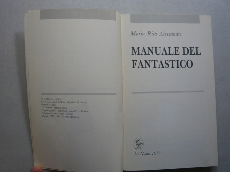 Alessandri, MANUALE DEL FANTASTICO, La Nuova Italia 1992