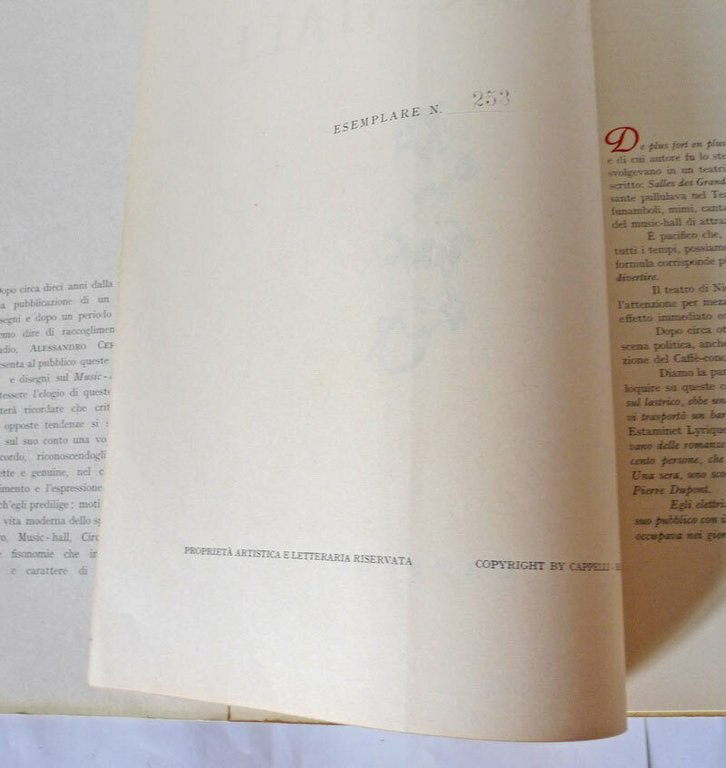 Alessandro Cervellati,MUSIC-HALL,1945 Cappelli,ed.numerata[Bologna,storia,arte