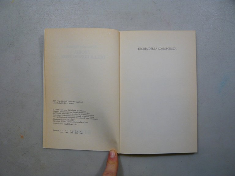 Alessandro Pagnini, Teoria Della Conoscenza TEA, Milano, 1997