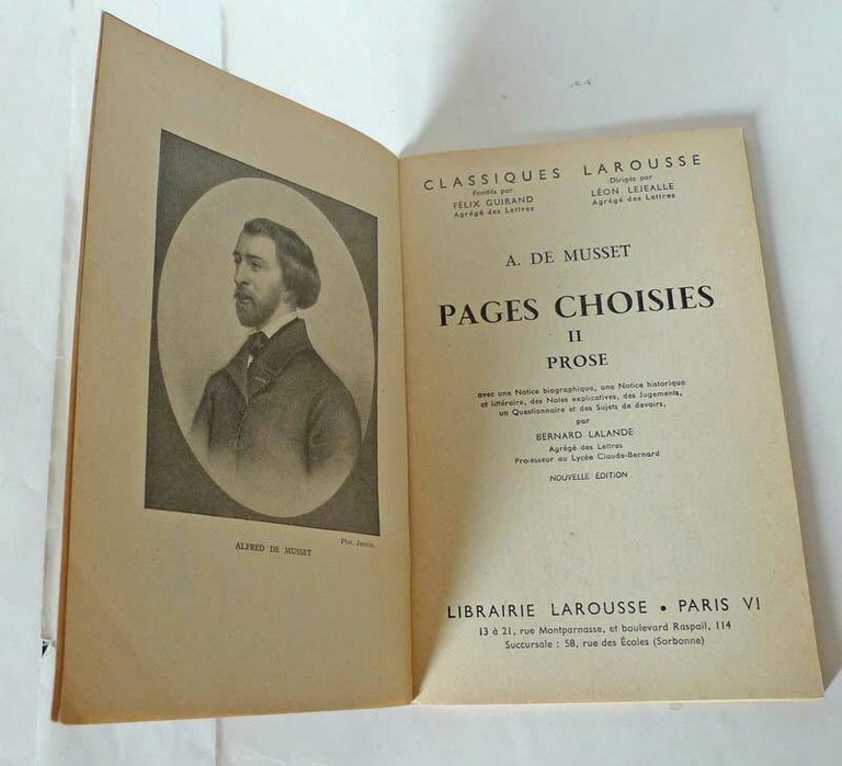 Alfred de Musset,PAGES CHOISIES II.PROSE,1934 Larousse[Confession d'un enfant