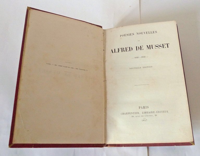 Alfred De Musset,Poesies nouvelles.1836-1852,Charpentier 1857[poesia