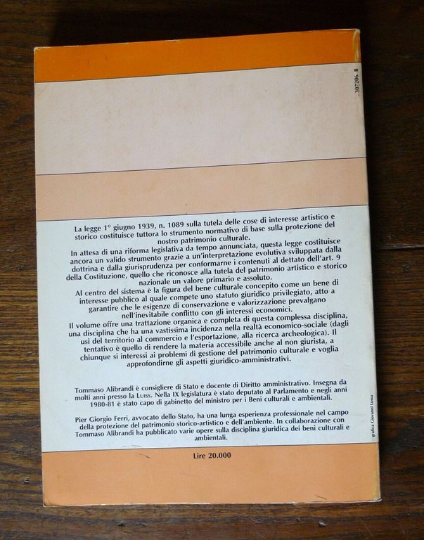 Alibrandi/Ferri,IL DIRITTO DEI BENI CULTURALI,1988[patrimonio storico-artistico