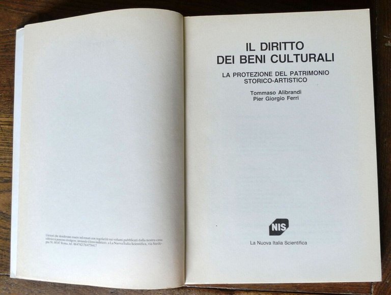 Alibrandi/Ferri,IL DIRITTO DEI BENI CULTURALI,1988[patrimonio storico-artistico