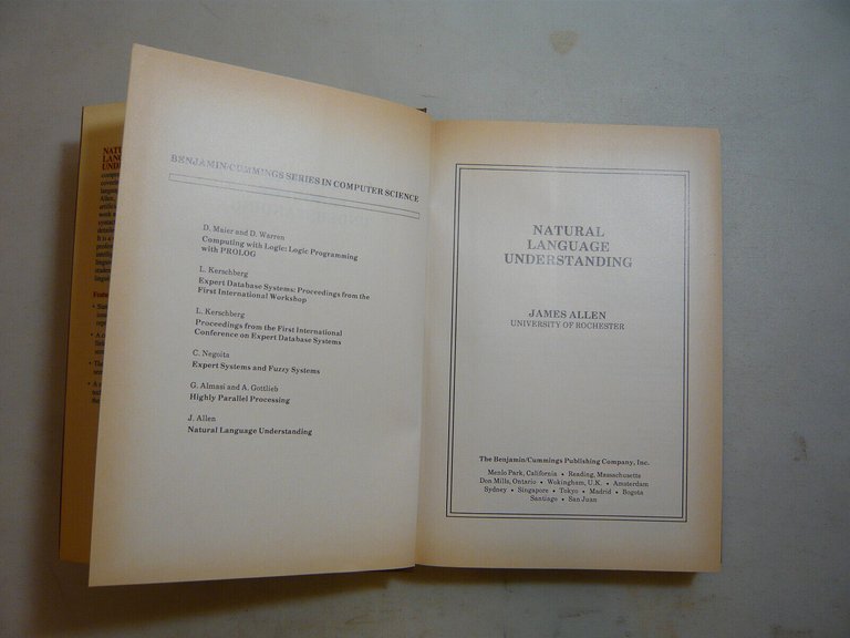 Allen,NATURAL LANGUAGES UNDERSTANDING,California,1987[inglese