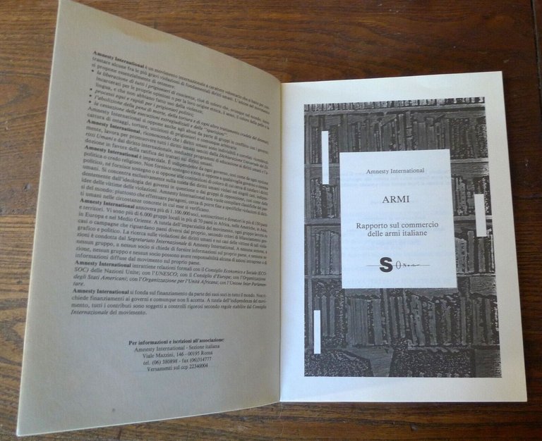 AMNESTY INTERNATIONAL,ARMI.RAPPORTO SUL COMMERCIO DELLE ARMI ITALIANE,1992 Sonda