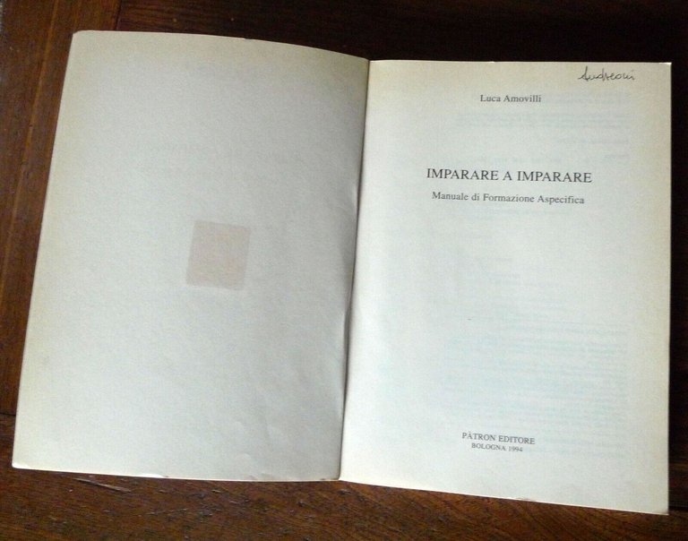 Amovilli,IMPARARE A IMPARARE.Manuale di formazione aspecifica,1994[psicologia