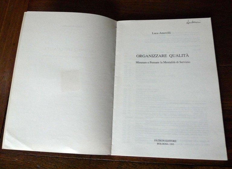 Amovilli,ORGANIZZARE QUALITÀ.Misurare e pensare la mentalità di servizio,1995