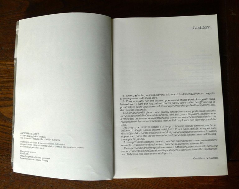 ANDERSEN EUROPA.IL LIBRO E LA LETTERATURA PER RAGAZZI IN EUROPA,1994 …