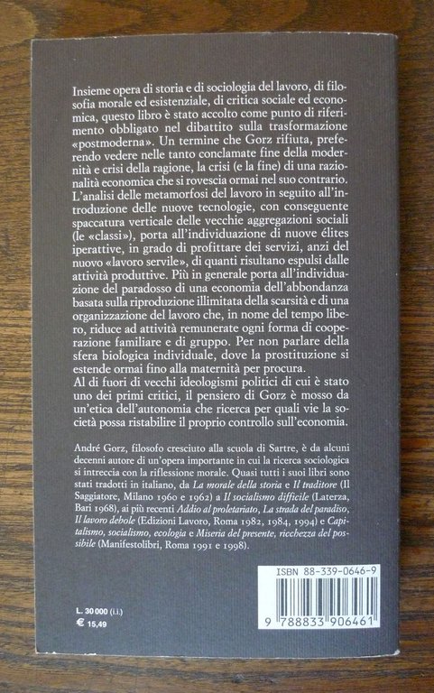 André Gorz,METAMORFOSI DEL LAVORO,2001 Bollati Boringhieri