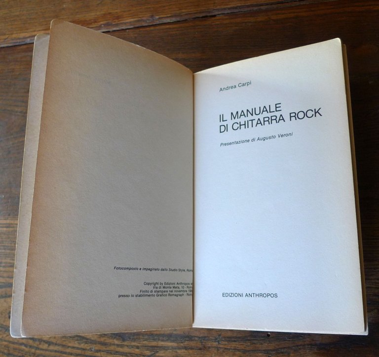 Andrea Carpi,IL MANUALE DI CHITARRA ROCK,1980 Anthropos[MUSICA