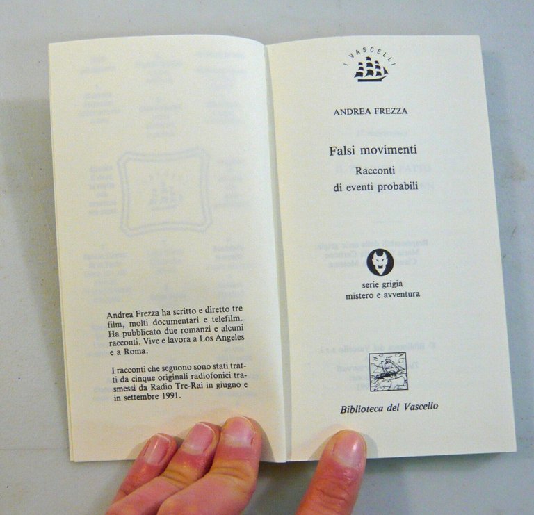 Andrea Frezza,FALSI MOVIMENTI.Racconti,1993 Biblioteca del Vascello[Radio Rai