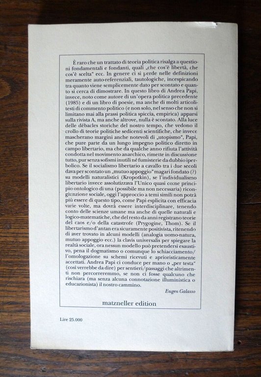 Andrea Papi,TRA ORDINE E CAOS.UN'UTOPIA POSSIBILE,1998[POLITICA,ANARCHIA