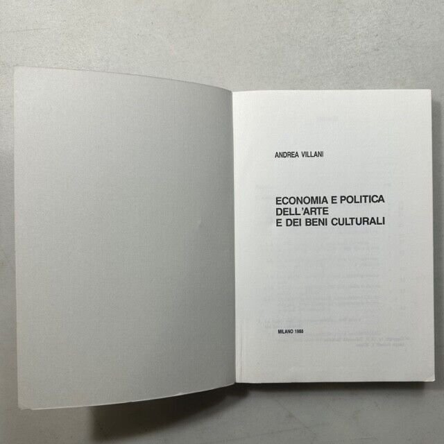 Andrea Villani,ECONOMIA E POLITICA DELL’ARTE E DEI BENI CULTURALI,1988