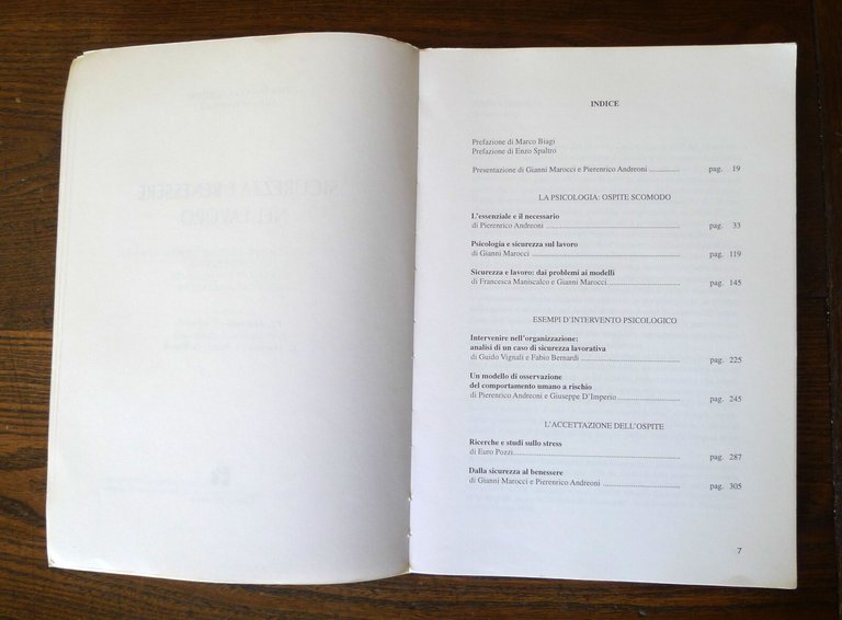 Andreoni/Marocci,SICUREZZA E BENESSERE NEL LAVORO,1997 Psicologia[prevenzione