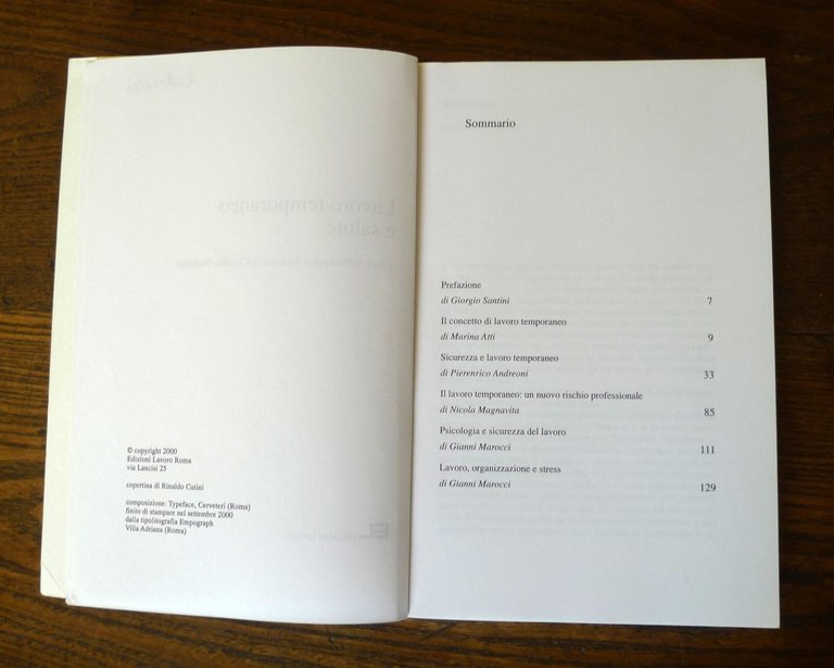 Andreoni/Stanzani,LAVORO TEMPORANEO E SALUTE,2000 Lavoro[malattie professionali