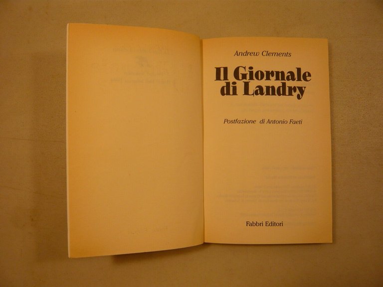 Andrew Clements,IL GIORNALE DI LANDRY,Fabbri 2000