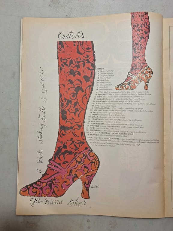 ANDY WARHOL INTERVIEW MAGAZINE,December 1987- ANJELICA HUSTON | Immagine Gallery 2