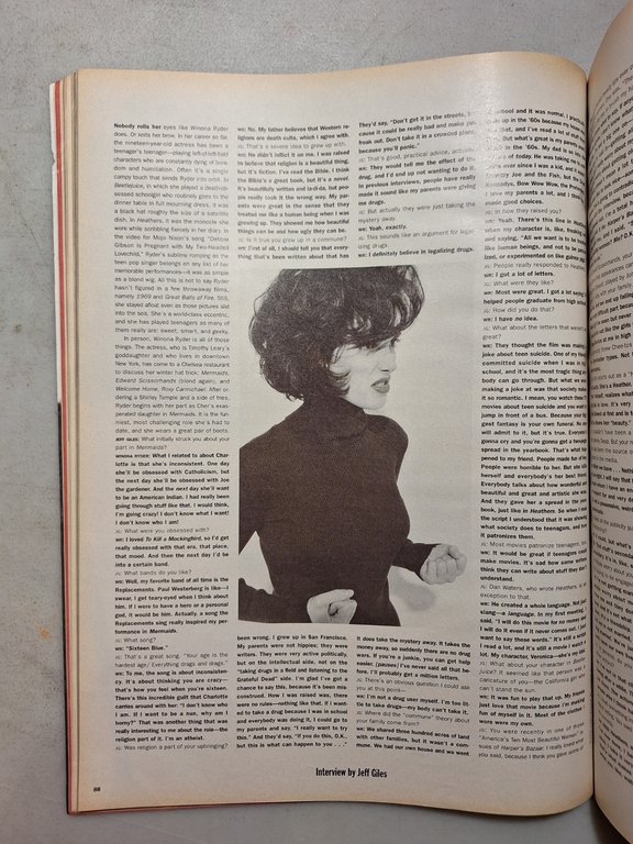 ANDY WARHOL INTERVIEW MAGAZINE,December 1990 - ON KILTER (WINONA RYDER) | Immagine Gallery 5