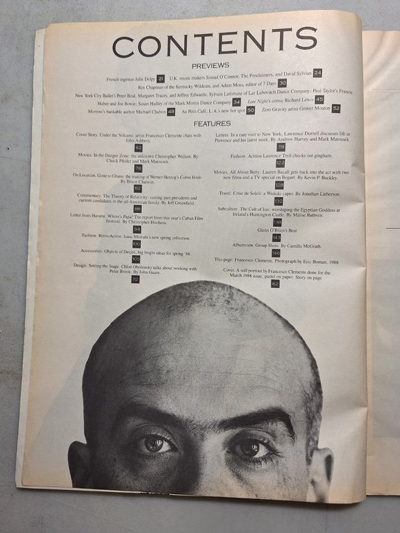 ANDY WARHOL INTERVIEW MAGAZINE,March 1988 - FRANCESCO CLEMENTE | Immagine Gallery 2