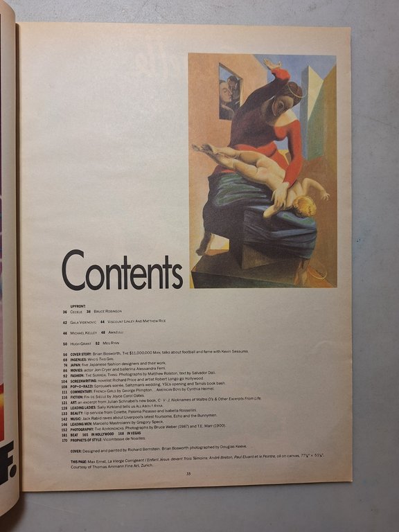 ANDY WARHOL INTERVIEW MAGAZINE,November 1987- BRIAN BOSWORTH | Immagine Gallery 2