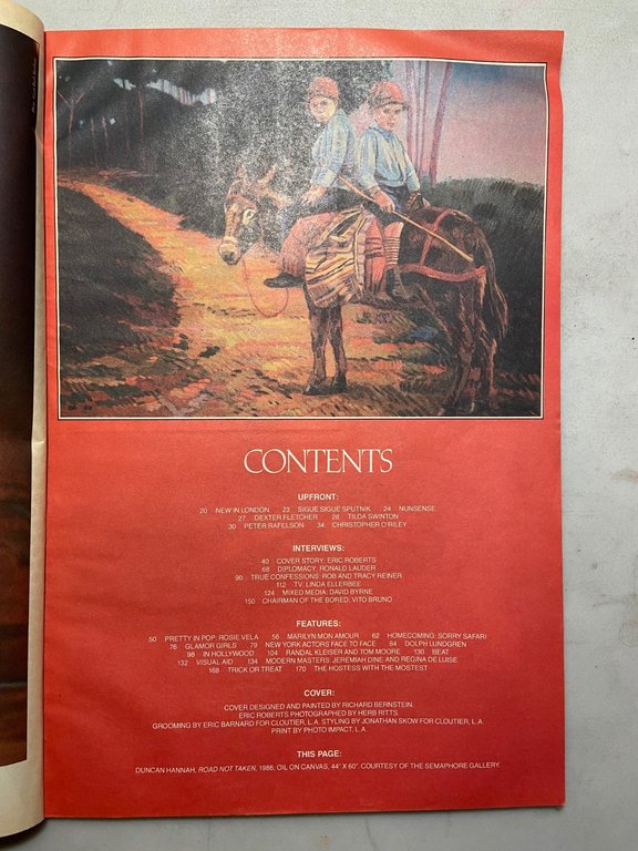 ANDY WARHOL INTERVIEW MAGAZINE,October 1986-ERIC ROBERTS | Immagine Gallery 2