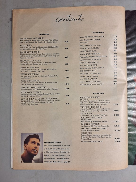 ANDY WARHOL INTERVIEW MAGAZINE,October 1989 - ALEC BALDWIN | Immagine Gallery 2