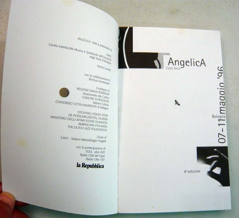 ANGELICA 1996.Caos lirico[catalogo festival musica contemporanea,Bologna