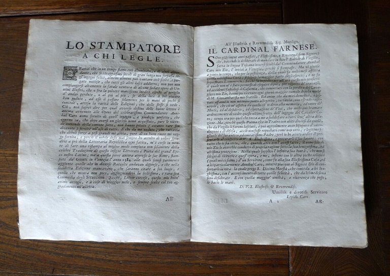 ANNIBAL CARO,L'ENEIDE DI VIRGILIO,LA COMMEDIA DEGLI STRACCIONI,RIME,1728 Berno