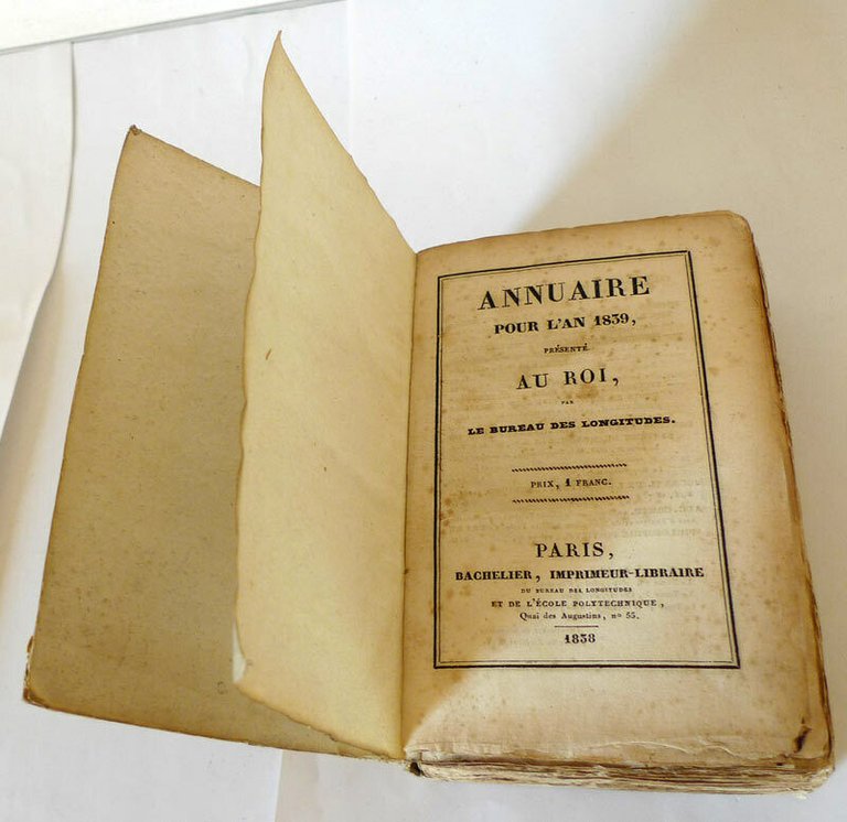ANNUAIRE POUR L'AN 1839 PRÉSENTÉ AU ROI,BUREAU DES LONGITUDES[storia Francia