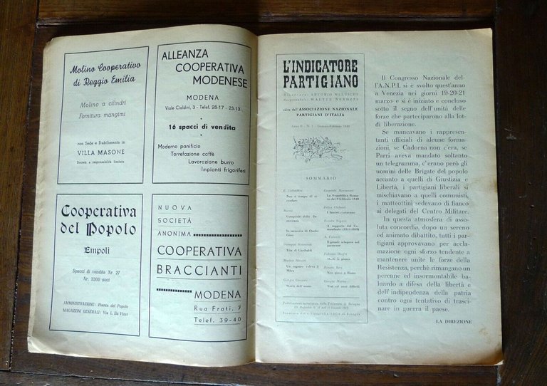 ANPI,L'INDICATORE PARTIGIANO N.1 GENNAIO-FEBBRAIO 1949[storia,Resistenza,Bologna