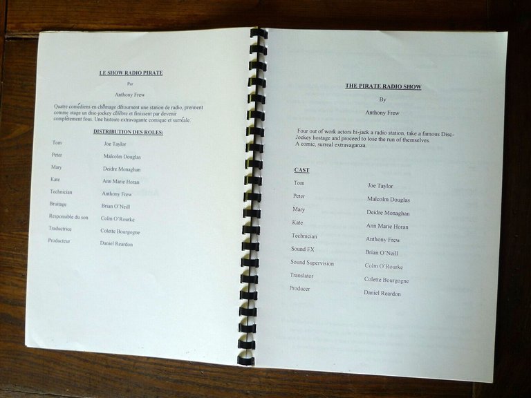 Anthony Frew,THE PIRATE RADIO SHOW,RTE 1999[drama,script,sceneggiatura