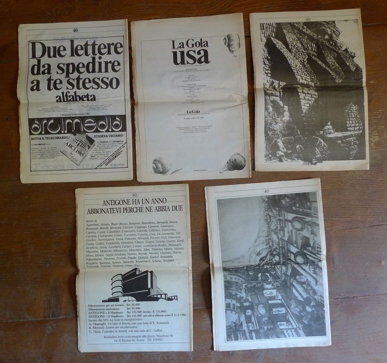 ANTIGONE.BIMESTRALE DI CRITICA DELL'EMERGENZA 1985 Manifesto[carceri,autonomia