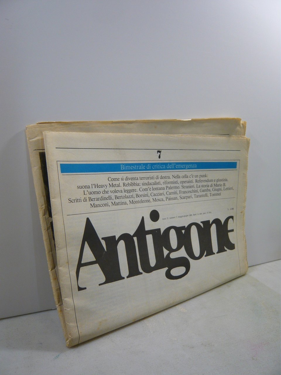 ANTIGONE N°7 Bimestrale di critica dell’emergenza,1986[carcere,lotta armata | Immagine principale
