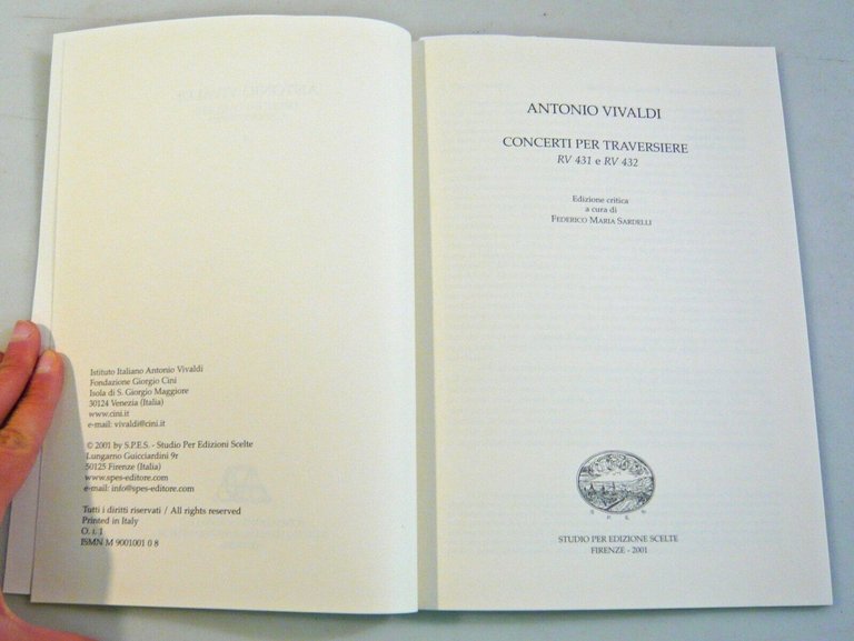 Antonio Vivaldi,CONCERTI PER TRAVERSIERE.RV 431/432,2001 Cini[ed.critica,musica