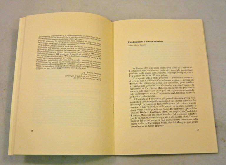 ARCHIVIO GIUSEPPE MENGONI.Interventi conservativi,1992[Fontanelice,architettura