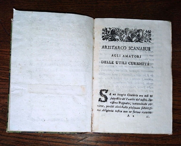 ARISTARCO SCANABUE,RIME PEDANTESCHE DI CELEBRE AUTOR CALABRESE,1780 Londra