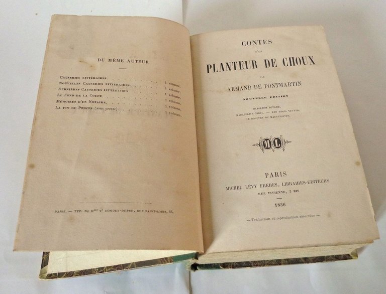 Armand De Pontmartin,CONTES D'UN PLANTEUR DE CHOUX/LA FIN DU PROCES,1856 …
