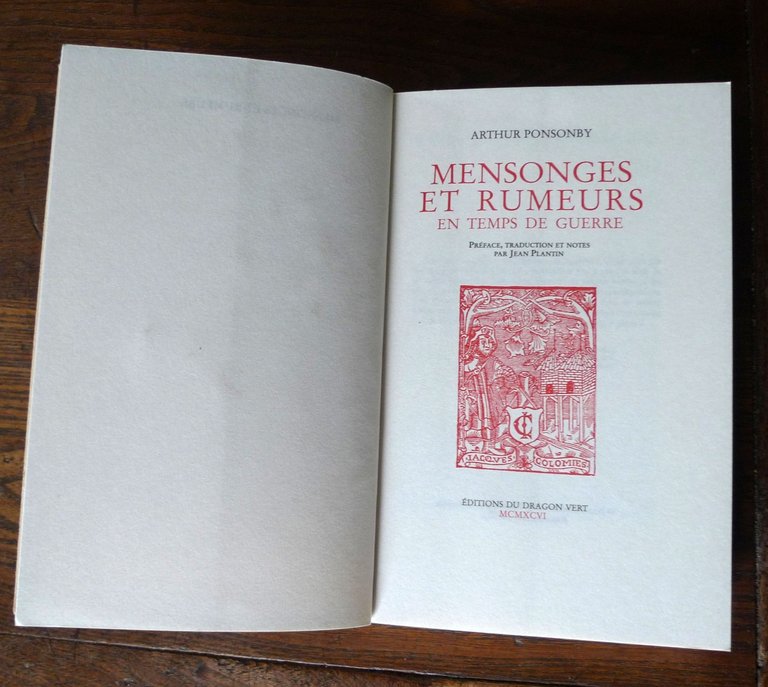 Arthur Ponsonby,MENSONGES ET RUMEURS EN TEMPS DE GUERRE,1996[storia,revisionismo
